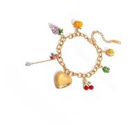 Élégante chaîne réglable en acier inoxydable avec motif de fruits synthétiques multicouches pour les fêtes décontractées ou les occasions de bureau - Chaîne polyvalente en forme de fruits artificiels