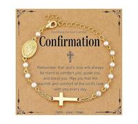 Élégante chaîne religieuse vintage en acier inoxydable avec perles - Convient aux amateurs de mode - Bijoux religieux en acier inoxydable, Holy Communication5, Comme décrit, Produit conforme à la
