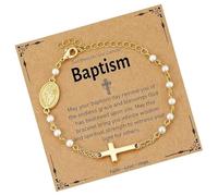 Élégante chaîne religieuse vintage en acier inoxydable avec perles - Convient aux enfants amateurs de mode, Holy Communication5, Comme décrit, Comme décrit.