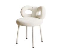 Élégante chaise de coiffeuse en latex avec dossier haut et joli repose-pied en forme de nœud papillon multifonction pour salle de maquillage, chambre à coucher et salon