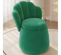 Élégante chaise de coiffeuse verte avec coussin doux et dossier, tabouret de maquillage élégant pour femme, design sans roues pour plus de confort et de soutien.