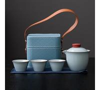 Élégante collection de thé de voyage Ru-Style : complète avec pot en céramique et trois tasses - Idéal pour une utilisation en déplacement, le camping ou les pauses thé au bureau - Coffret cadeau