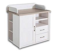 Élégante commode de chambre à coucher LUCA de style campagnard - Élégante et expressive en pin blanc/truffe - 75 D x 106 l x 102 H cm (L/H/P)