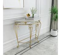 Élégante console semi-circulaire avec cadre en métal - Table d'appoint élégante et table de canapé pour salon, couloir, entrée - Finition dorée 80 x 40 x 75 cm / 31 x 16 x 29.5 in