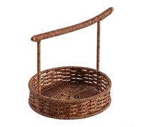 Élégante corbeille à fruits tissée avec poignée avec plateau de service divisé pour organiser les collations et les fruits, pour les terrasses, les cuisines et les chambres avec un transport facile