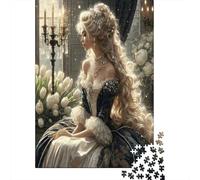 Élégante Dame en Robe Baroque 1000 Pièces Papier Écologique Puzzle Classique Adolescents Fans 12-18 Ans Soulagement du Stress Décoration Murale 52x38cm/1000pcs