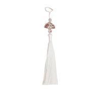 Élégante décoration Han Fu avec pompons fluides symbolisant la joie et la fortune pour les fournitures de mariage et les célébrations en forme d'éventail