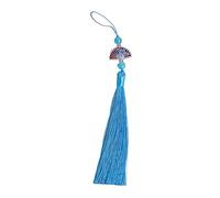 Élégante décoration Han Fu avec pompons fluides symbolisant la joie et la fortune pour les fournitures de mariage et les célébrations en forme d'éventail