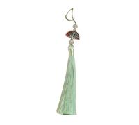 Élégante décoration Han Fu avec pompons fluides symbolisant la joie et la fortune pour les fournitures de mariage et les célébrations en forme d'éventail