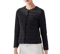 Élégante doudoune pour femme avec col rond et doublure fine en duvet de canard blanc pour une chaleur agréable sur les manches longues et coupe étroite, Noir , XL