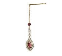 Élégante épingle à cheveux de mariée en strass pour femme, bijou de front en cristal rose, chaîne de cheveux indienne