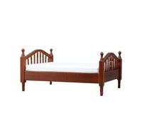 Élégante figurine de lit double en bois réaliste avec literie en tissu pour maison de poupée 1/12