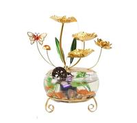 Élégante fontaine à eau de table en céramique lotus avec boule de cristal LED pour décoration d'intérieur et méditation zen (B)