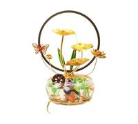 Élégante fontaine à eau de table en céramique lotus avec boule de cristal LED pour décoration d'intérieur et méditation zen (C)