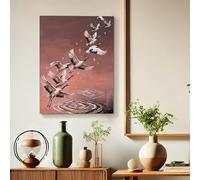 Élégante grue Art Mural Doux Toile Décorative de Pêche Art Esthétique Abstrait pour Salon Chambre Bureau Décoration de la Maison 30.5x40.6cm