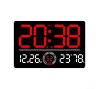 Élégante horloge murale LED avec télécommande pratique pour une utilisation sans effort dans votre maison ou votre bureau (rouge)