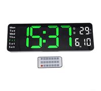 Élégante horloge numérique à double usage de 33 cm fournissant des informations essentielles en un coup d'œil pour ajouter à n'importe quel espace (lumière verte)