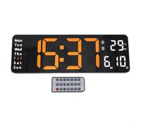 Élégante horloge numérique à double usage de 33 cm fournissant des informations essentielles en un coup d'œil pour ajouter à n'importe quel espace (lumière orange)
