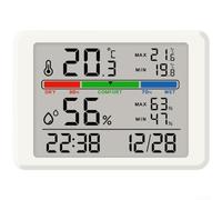 Élégante horloge numérique magnétique de 10 mm avec écran LCD affichant l'heure, la date, la température et l'humidité, rétro-éclairage doux pour la maison, finition blanche (Blanc 2310)