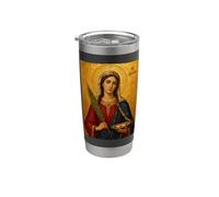 Élégante icône catholique de Sainte Agathe Gobelet isotherme en acier inoxydable double paroi