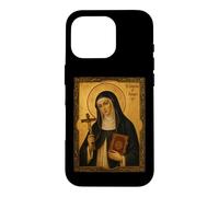 Élégante icône catholique de Sainte Catherine de Bologne Coque pour iPhone 16 Pro