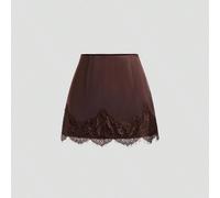 Élégante jupe décontractée en satin marron à motif floral rétro français, nouvelle arrivée chic du début du printemps L,M,S,XL,XS,XXSPlantesTissu tissé