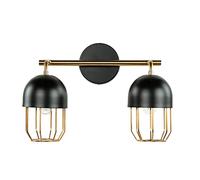 Élégante Lampe murale avec bras orienté vers le bas design Loft style industriel métal noir et or 2xE14 QUINN Applique pour salon, cuisine