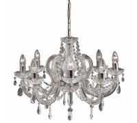 Élégante Lampe Suspendue Classique Ø61Cm Cristal En Chrome 8X E14 Éclairage NE