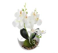 Élégante orchidée papillon artificielle en pot pour décoration d'intérieur, salon, centre de table et décoration d'événement de mariage (blanc)