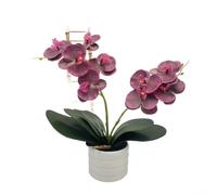 Élégante orchidée rose artificielle dans un vase élégant pour salon et chambre à coucher (sourcils violets)