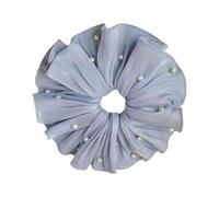 Élégante perle embellie Chouchou Ruffé en tissu Porte-queue de poney Grandes perles pour un usage quotidien ou des fêtes