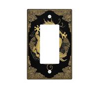 Élégante plaque d'interrupteur en forme de dragon, noir avec motif dragon doré pour décoration d'intérieur, parfaite pour les intérieurs d'inspiration asiatique, taille standard, bascule simple en