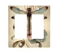 Élégante plaque d'interrupteur en forme de libellule - Design floral antique pour décoration d'intérieur - Plaques murales décoratives - Taille standard - Double bascule