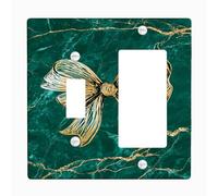 Élégante plaque d'interrupteur en forme de nœud - Design marbre vert foncé pour décoration de vacances - Plaques murales en thermoplastique - Taille standard