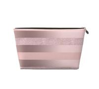 Élégante Rayure Rose Blush à Paillettes d'or Rose, Trousse de Maquillage Trousse à cosmétiques Trousse de Toilette de Voyage Portable Pochette de Toilette
