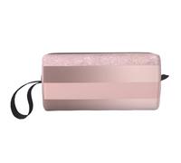 Élégante Rayure Rose Blush à Paillettes d'or Rose, Trousse de Maquillage Trousse à cosmétiques Trousse de Toilette de Voyage Portable Pochette de Maquillage