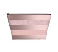 Élégante Rayure Rose Blush à Paillettes d'or Rose, Trousse de Toilette Trousse de Maquillage Sac à cosmétiques Trousse de Toilette de Voyage Portable