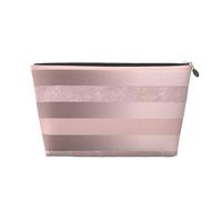 Élégante Rayure Rose Blush à Paillettes d'or Rose, Trousse de Toilette Trousse de Maquillage Sac à cosmétiques Trousse de Toilette de Voyage Portable