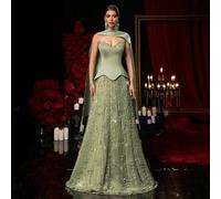 Élégante robe de soirée formelle pour femmes avec col en satin patchwork de sequins et cravate verte (ornée) L,M,S,XL,XS,XXL,XXS,XXXL,XXXXLTissu tissé