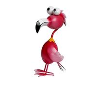 Élégante sculpture de jardin en fer résistant à la rouille et aux intempéries en forme de flamants roses et de paons