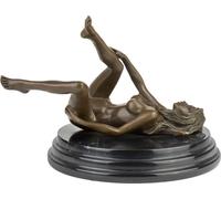 Elégante sculpture érotique en bronze représentant un nu féminin - figure artistique allongée sur un socle en marbre - objet d'art fait à la main - poids 3 kg, hauteur 16,5 cm - décoration noble