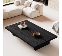 Élégante Table À Café en Noyer, Table Basse Organique en Bois Massif Massif 80-200cm, Tables Basse Carrée 100 Cm pour Les Salons Et Les Espaces Modernes(Black,47.2X27.6in/120X70CM)