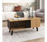 Élégante table basse en bois avec rangement - Grand compartiment et 2 petites sections rectangulaires pour salon, chambre à coucher, bureau - Table basse moderne d'appoint 100 x 60 x 45 cm