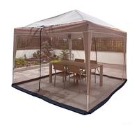 Élégante tente pavillon 300 x 300 cm pour jardin et plage avec rideau en maille et stabilité du poids (ambre)