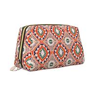 Élégante Trousse de Maquillage en Cuir de Voyage pour Femme, Motif géométrique Folklore Tribal Ethnique brodé, Trousse de Maquillage imperméable, Trousse de Toilette, Pochette avec Fermeture éclair p