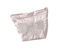 Élégante trousse de maquillage satinée scintillante design nœud papillon organisateur de maquillage spacieux cadeau pour femmes filles satin cadeau trousse de maquillage, multicolore, s
