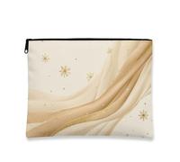 Élégante trousse de maquillage scintillante en forme de flocon de neige pour femme, petite trousse de toilette portable en toile à fermeture éclair, trousse de toilette pour vacances d'hiver, beige