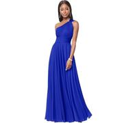 Élégante Une Épaule Mousseline Robe De Demoiselle d'honneur Flueuse Plissé Invitée Robe De Soirée Longue,Royal Blue,S