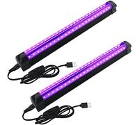 Eleganted 2PC Tube LED Lumière Noire,10w UV LED Tube Portable Lumière DJ Disco,Black Light UV Port USB pour Halloween Noël Soirée Body Painting Peinture Maquillage Fluo
