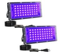 Eleganted 2pcs 50W Lumière Noire, Lumière Noire Projecteur UV LED, Imperméable IP65 UVA Blacklight, Noire Lampe Extérieur pour Scène, Fête, Étape, Halloween, Jardin
